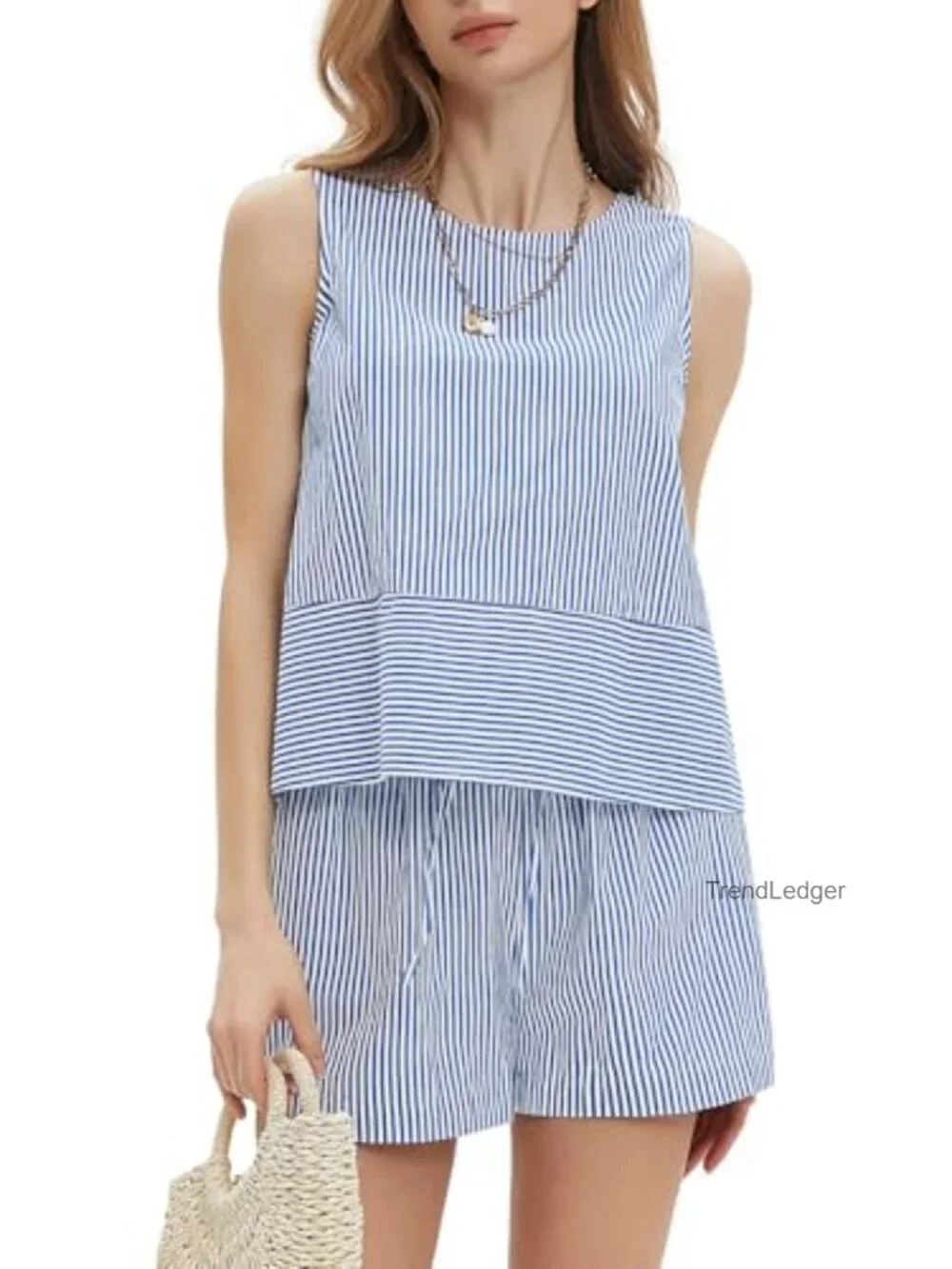 Women's 100% Cotton Two Piece Short Set Sleeveless Tank